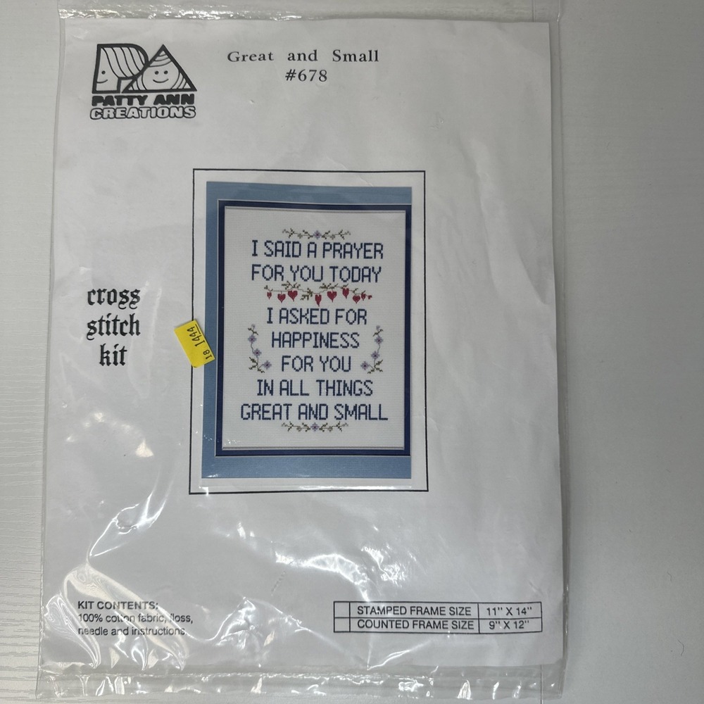 Vintage Cross Stitch Kit #678 "Great And Small" Patty Ann Creations